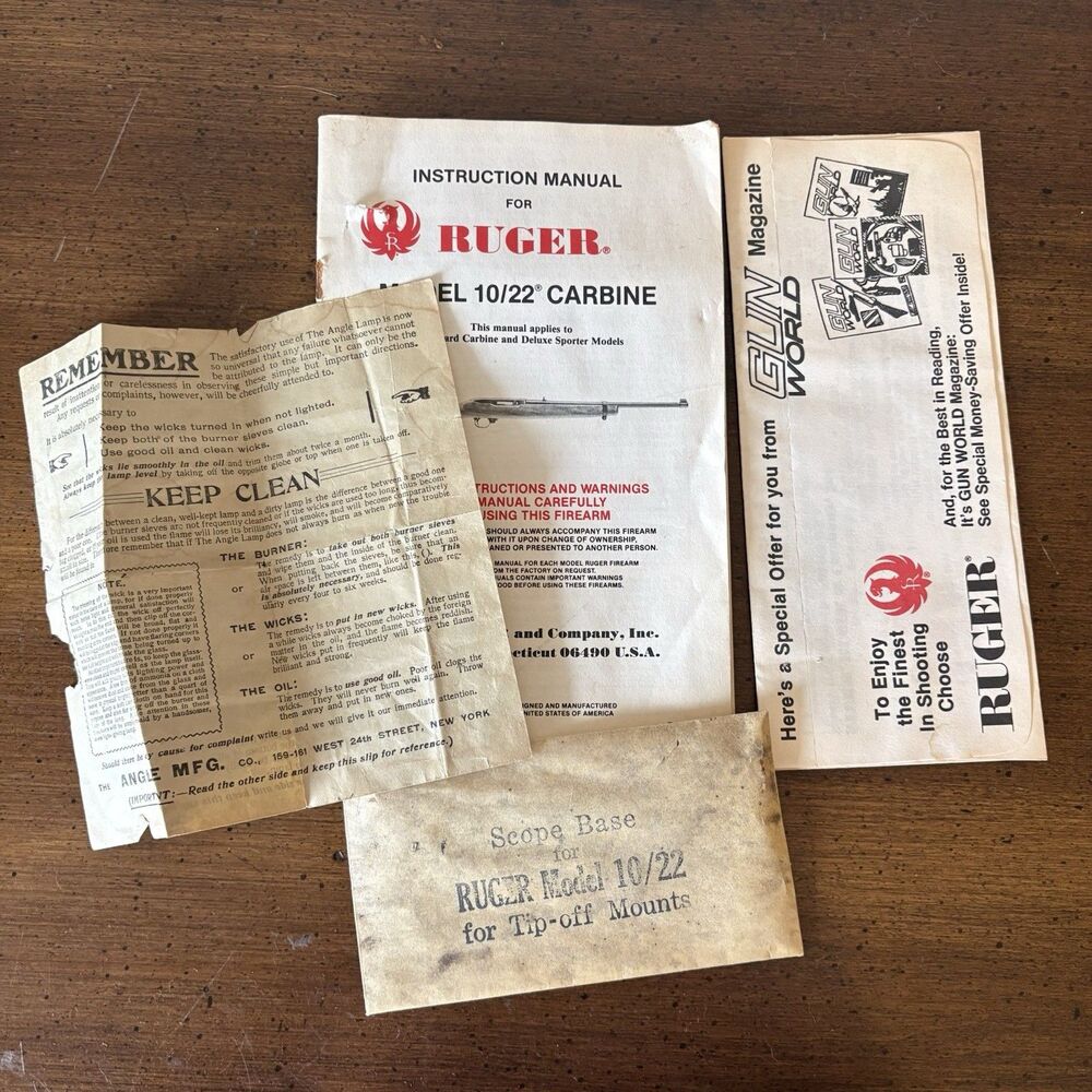 Ruger- Model 10/22 Carbine -Instruction Manual - Standard & Deluxe & Scope Base